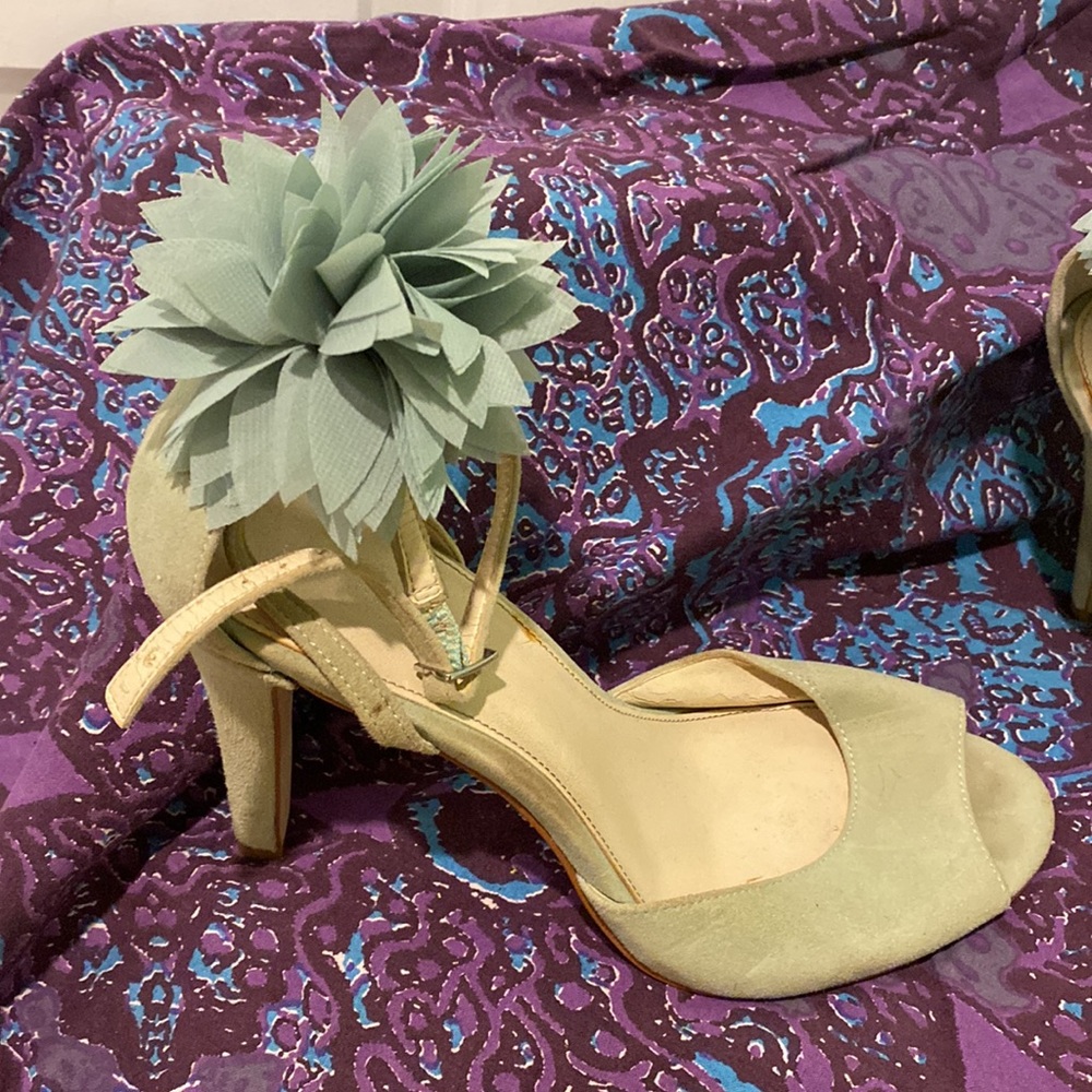 Calvin Klein Ankle Strap Heels with Flower Detail
